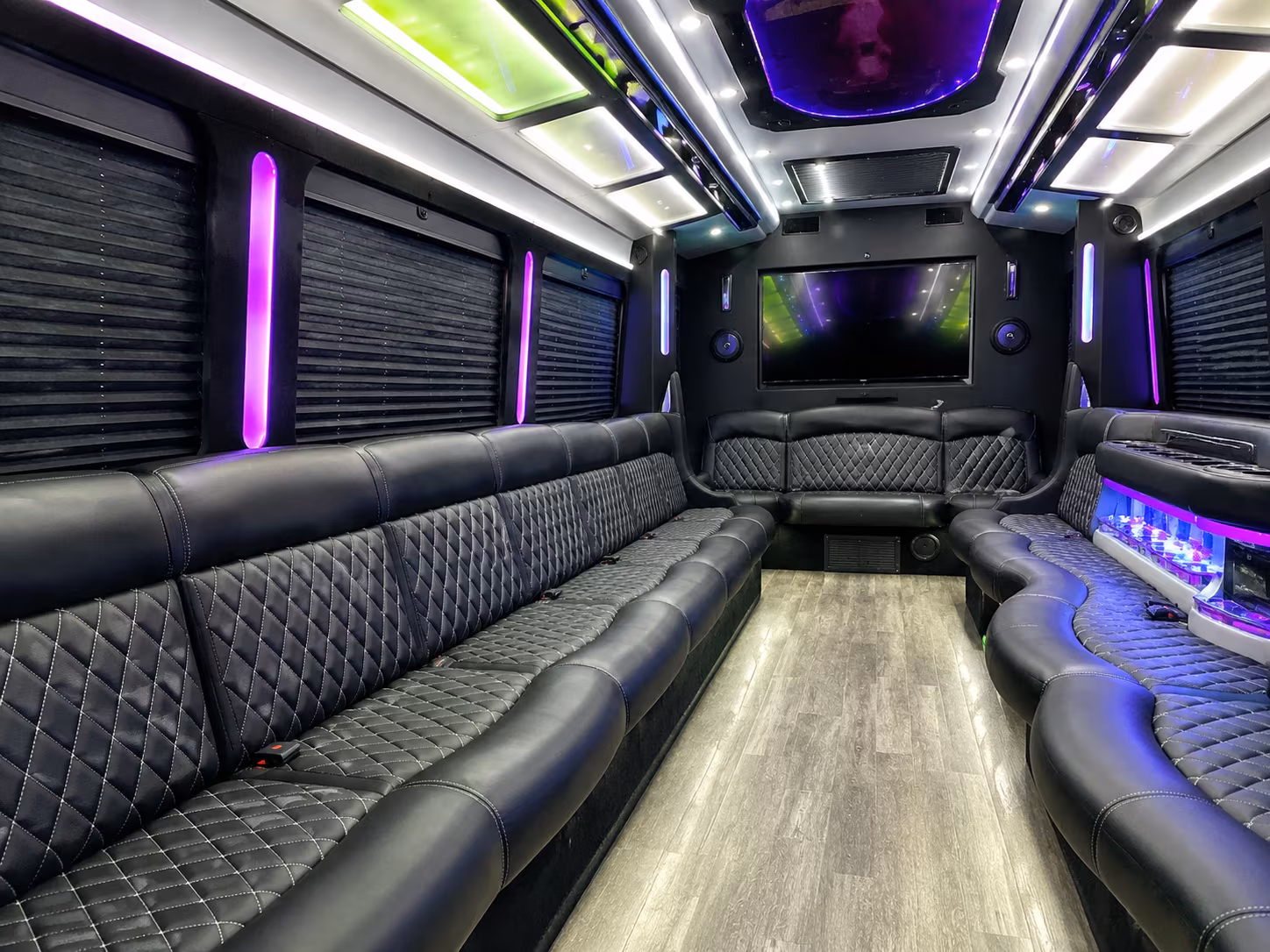 Carrollton Birthday, Sweet 16, & Quinceañera Transportation party bus interior