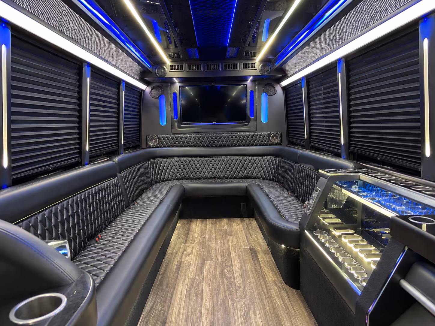 Carrollton Birthday, Sweet 16, & Quinceañera Transportation party bus exterior