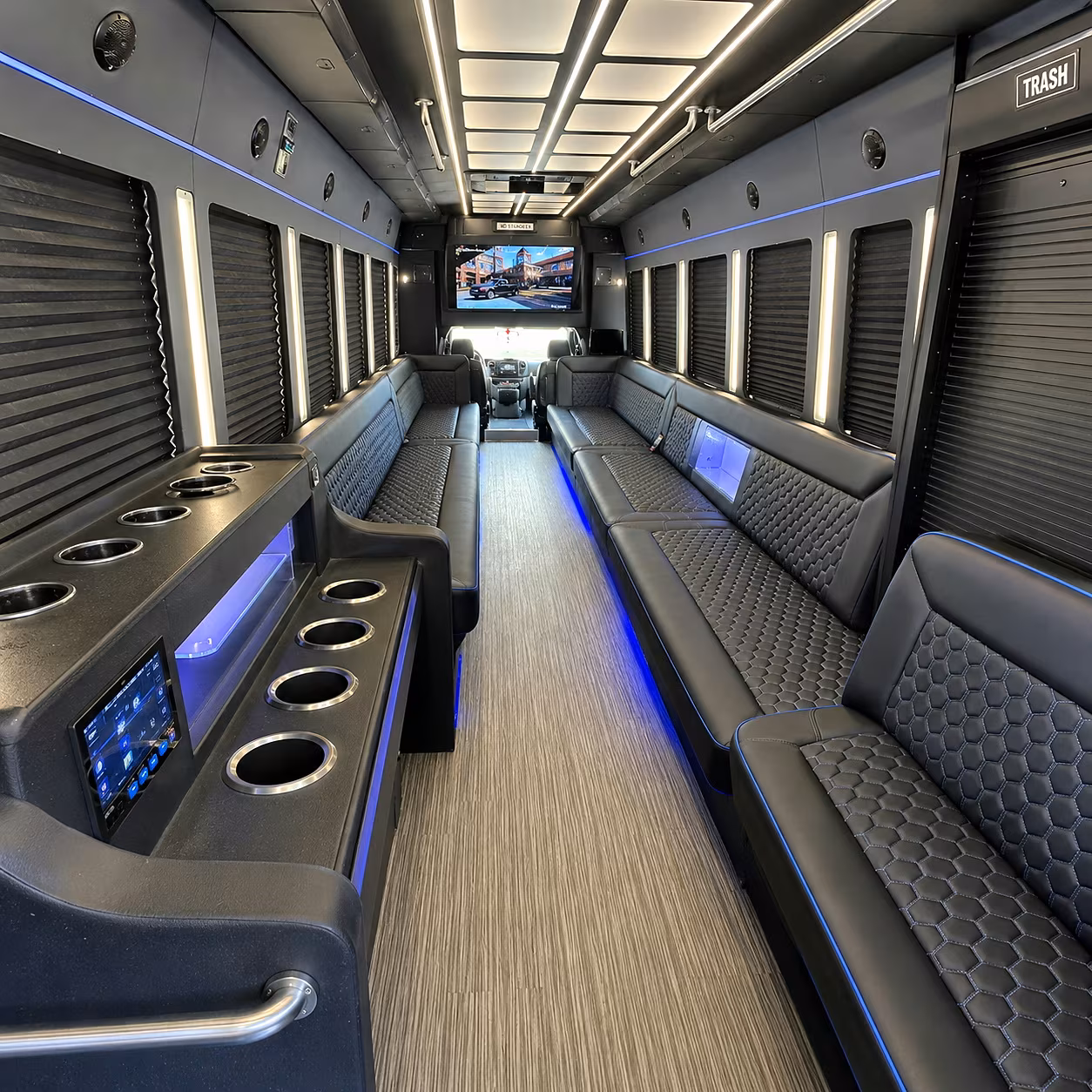 Carrollton Private Event Transportation party bus interior