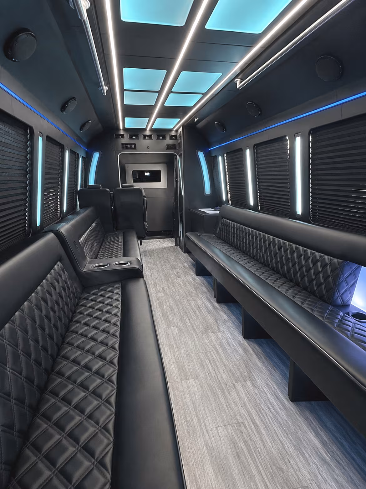 Interior of a party bus rental serving Carrollton