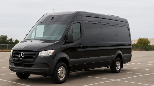 Exterior of Charter Bus Company Flower Mound's 14 Passenger Sprinter Limousine in Flower Mound