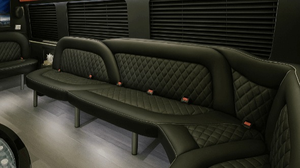 Interior of Charter Bus Company Flower Mound's 15 Passenger Party Bus in Flower Mound