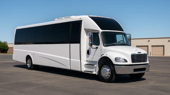 Exterior of Charter Bus Company Flower Mound's 25 Passenger Party Bus in Flower Mound