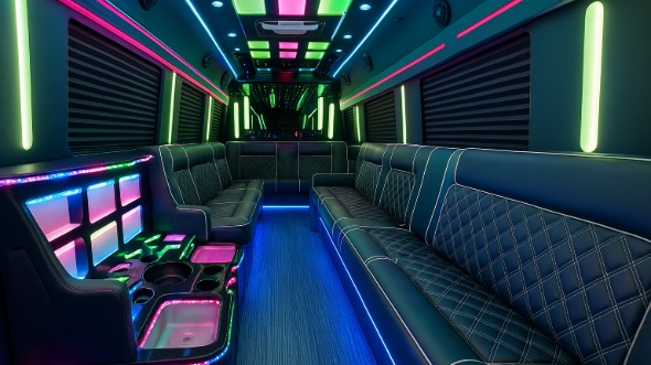 Interior of Carrollton Party Bus Company's 25 Passenger Party Bus in Carrollton