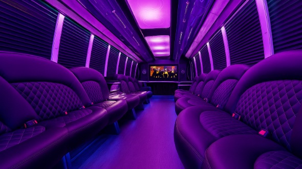 Interior of Charter Bus Company Dallas's 25 Passenger Party Bus in Dallas