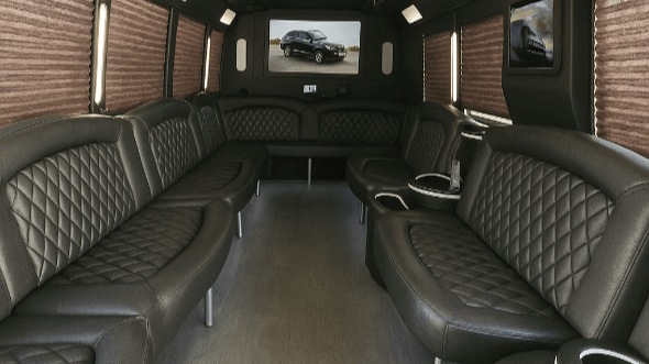 Interior of Charter Bus Company Flower Mound's 25 Passenger Party Bus in Flower Mound
