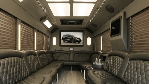 Interior of Charter Bus Company Little Elm's 25 Passenger Party Bus in Little Elm