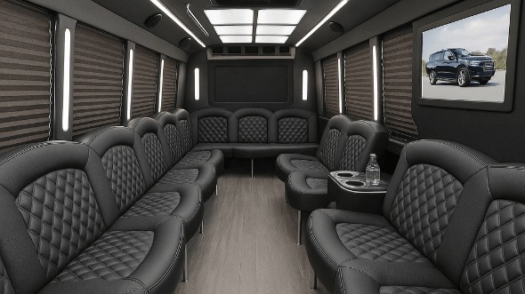 Interior of Charter Bus Company Rowlett's 25 Passenger Party Bus in Rowlett