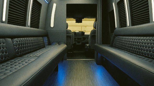 Interior of Charter Bus Company Little Elm's 28 Passenger Party Bus in Little Elm