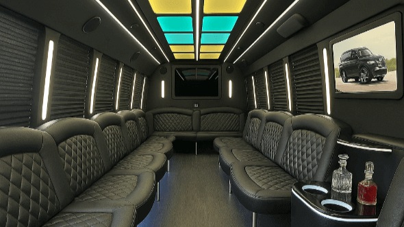 Interior of Charter Bus Company Little Elm's 30 Passenger Party Bus in Little Elm