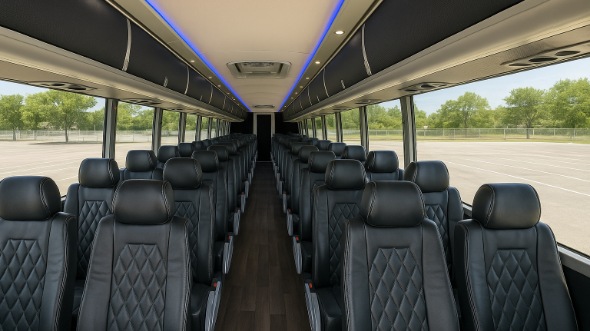 Interior of Charter Bus Company Carrollton's 44 Passenger Charter Bus in Carrollton