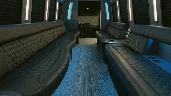 Interior of Charter Bus Company Little Elm's 50 Passenger Party Bus in Little Elm