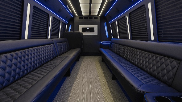 Interior of Charter Bus Company Rowlett's 50 Passenger Party Bus in Rowlett