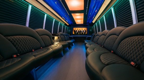 carrollton 28 passenger party bus interior